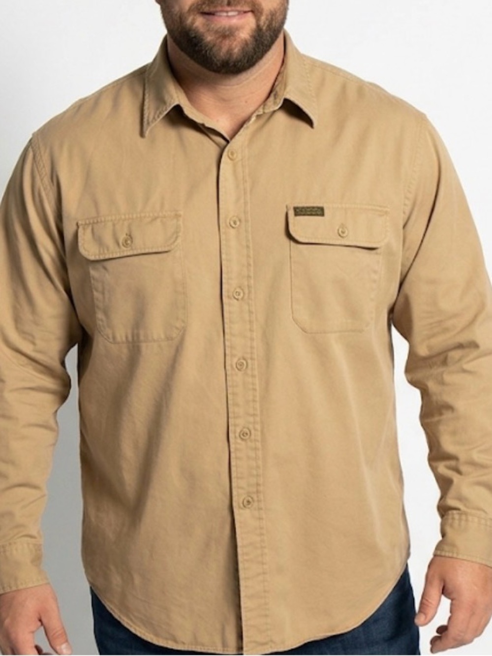 Vtg. Polo Ralph Lauren Khaki Tan Safari Utility Long Sleeve Button Up Shirt XXL